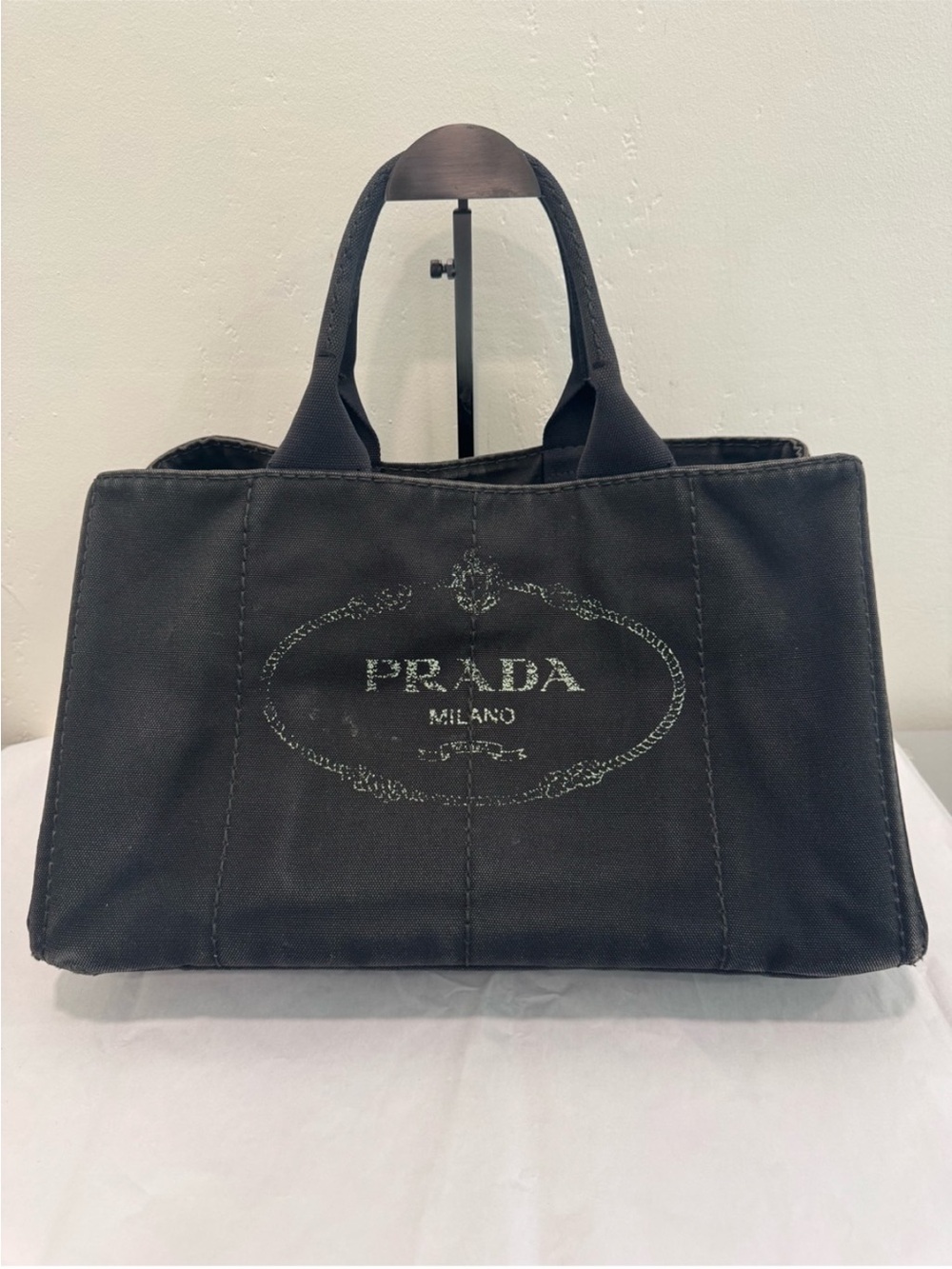 Prada Canada Black Canvas Tote Bag